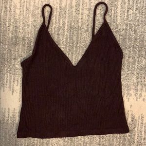 Knit cropped tank top in burgundy. Super soft.